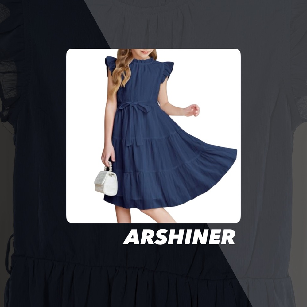 EUC Arshiner Blue Ruffle Neck Dress